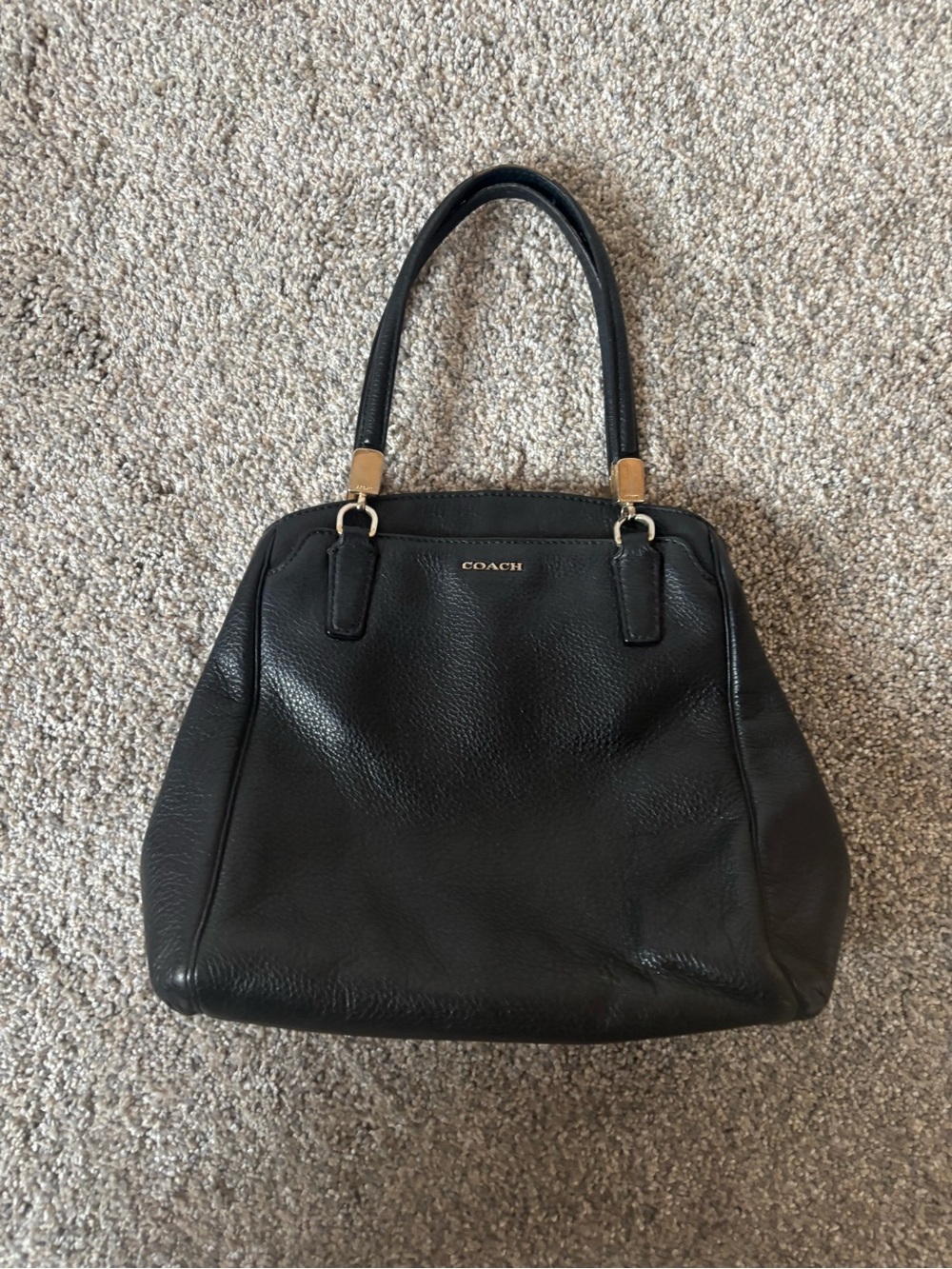 Coach Black Pebbled Leather Shoulder Bag with Gold Hardware